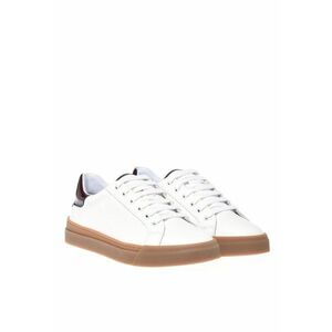 Pantofi sport din piele cu model uni - Alb/Visiniu imagine