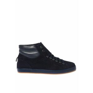 Pantofi sport mid-cut din piele intoarsa si piele - Albastru ultramarin imagine