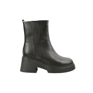Ghete demi-wedge din piele naturala - Negru imagine