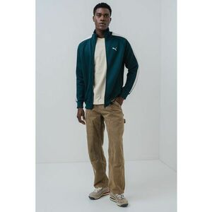 Bluza de trening regular-fit cu fermoar bidirectional T7 Always On - Alb fildes/Verde inchis imagine