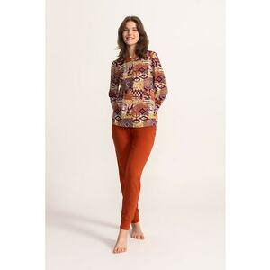 Pijama din amestec de bumbac cu model Lydia - Portocaliu inchis imagine