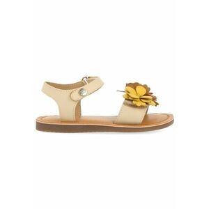 Sandale de piele cu velcro - Galben/Bej imagine