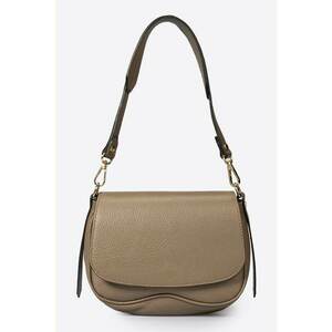 Geanta crossbody de piele cu clapa - Bej imagine