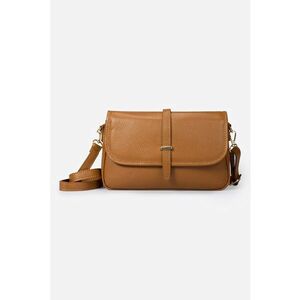 Geanta crossbody de piele cu aspect texturat - Maro imagine
