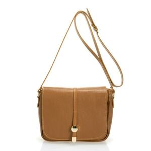 Geanta crossbody de piele cu clapa - Caramel imagine