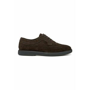 Pantofi brogue din piele intoarsa cu perforatii - Maro inchis imagine