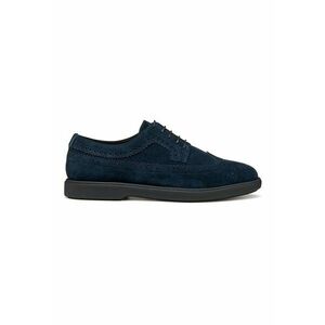 Pantofi brogue din piele intoarsa cu perforatii - Bleumarin imagine