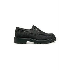 Pantofi boat de piele nabuc - Negru imagine