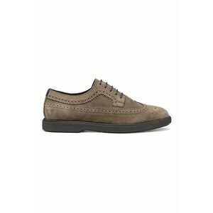 Pantofi brogue din piele intoarsa cu perforatii - Maro taupe imagine