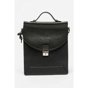 Geanta crossbody de piele cu logo discret - Negru imagine