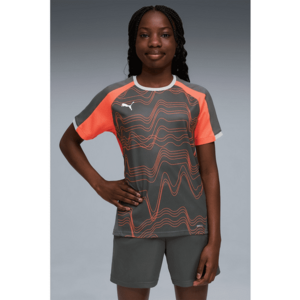 Tricou unisex cu model - pentru fotbal IndividualLIGA - Alb/Portocaliu/Gri inchis imagine