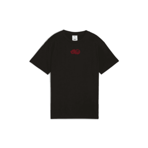 Tricou din bumbac cu imprimeu si decolteu la baza gatului - Rosu/Negru imagine