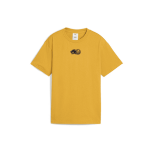 Tricou din bumbac cu imprimeu si decolteu la baza gatului - Portocaliu/Bleumarin imagine