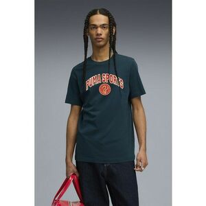 Tricou cu decolteu la baza gatului si imprimeu text - Verde englez imagine