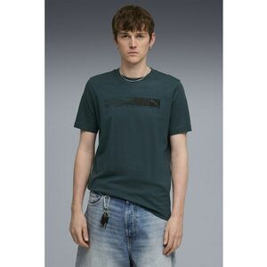Tricou cu logo si decolteu la baza gatului - Verde padure imagine