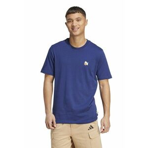 Tricou cu decolteu la baza gatului si logo discret - Albastru imagine