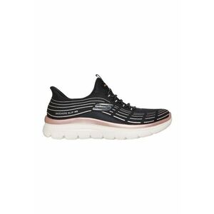 Pantofi sport slip-ins cu detalii contrastante Summits Plus Soft Luster - Negru/Roz prafuit imagine