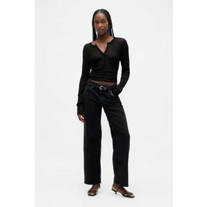 Blugi cu croiala ampla si model cu 5 buzunare - Negru imagine