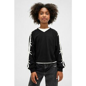 Bluza de trening cu decolteu in V si dungi contrastante - Alb/Negru imagine