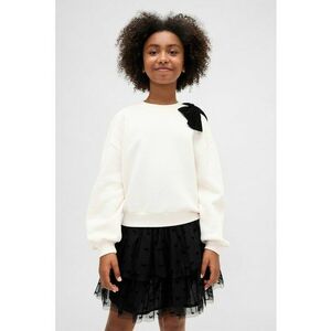 Bluza de trening cu aplicatie funda de catifea - Alb fildes/Negru imagine