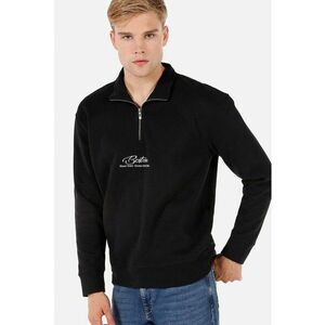 Bluza de trening din amestec de bumbac cu fenta cu fermoar - Negru imagine