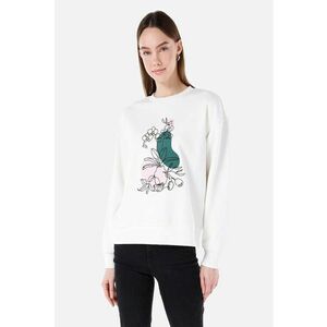 Bluza de trening regular fit cu model floral - Alb/Verde imagine