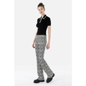 Pantaloni slim fit cu talie inalta - Alb/Negru imagine
