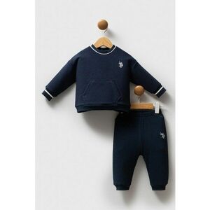 Set de imbracaminte din amestec de bumbac cu bluza sport cu buzunar kangaroo si pantaloni sport - 2 piese - Alb/Albastru ultramarin imagine