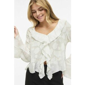 Bluza cu garnitura cu volan - Alb murdar imagine