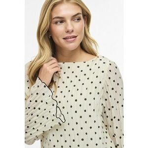 Bluza cu decolteu barcuta si buline - Negru/Crem imagine