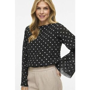 Bluza cu decolteu barcuta si buline - Alb/Negru imagine