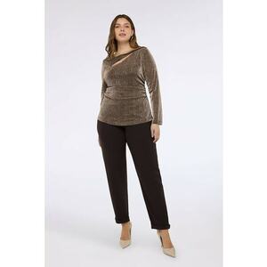 Pantaloni conici cu model uni - Maro inchis imagine