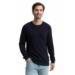 Pulover din amestec de bumbac si casmir - Bleumarin imagine