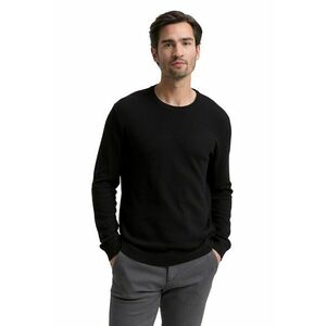 Pulover din amestec de bumbac si casmir - Negru imagine