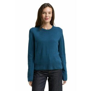 Pulover uni lejer cu decolteu la baza gatului - Albastru petrol imagine