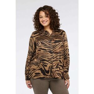 Camasa cu maneci lungi si animal print - Negru/Maro deschis imagine