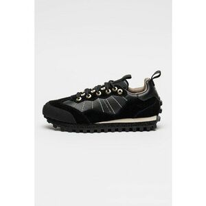 Pantofi sport cu garnituri de piele si piele intoarsa - Negru imagine