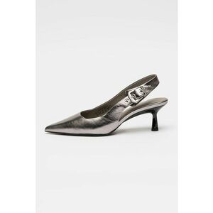 Pantofi de piele cu aspect metalizat - Argintiu inchis imagine