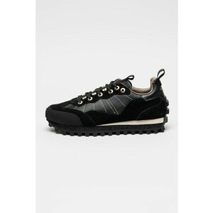 Pantofi sport de piele intoarsa cu garnituri de piele - Negru imagine