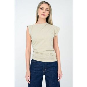 Tricou uni de bumbac - Bej deschis imagine