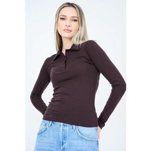 Bluza polo slim fit Amos - Maro inchis imagine