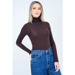 Bluza din amestec de lyocell cu guler inalt Pascale - Maro imagine
