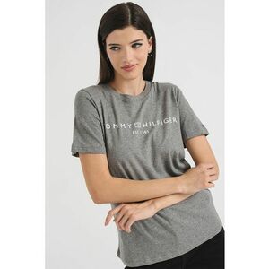 Tricou din bumbac cu imprimeu logo - Gri melange/Alb optic imagine