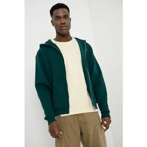 Hanorac cu model uni si fermoar - Alb/Verde englez imagine