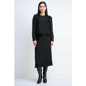 Bluza lejera cu franjuri Cusani - Negru imagine