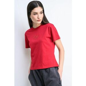 Tricou din bumbac cu logo pe piept Destrel - Rosu/Negru imagine
