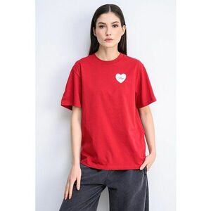 Tricou lejer din bumbac - Rosu/Alb murdar imagine