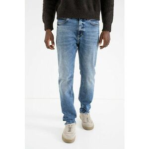 Blugi slim fit cu aspect decolorat - Albastru melange imagine