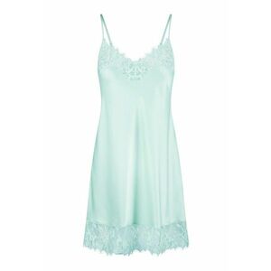 Neglijeu de satin cu decolteu in V si captuseala din dantele cu model floral - Albastru imagine