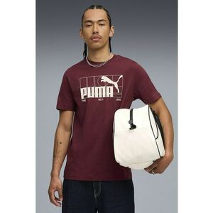 Tricou din amestec de bumbac cu imprimeu logo - Alb/Visiniu imagine